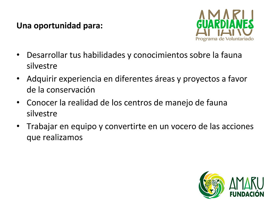 Voluntarios Nacionales - Amaru Bioparque Cuenca